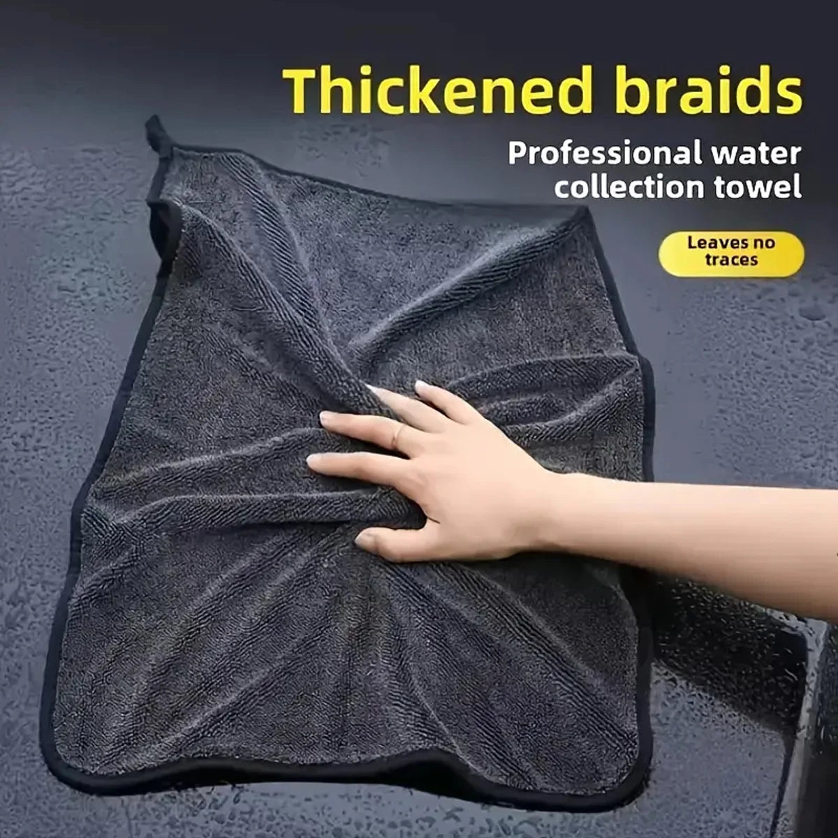 Dark Gray Car Microfiber Towel - Oversized Ultra Absorbent Cleaning Cloth for Car Wash & Detailing