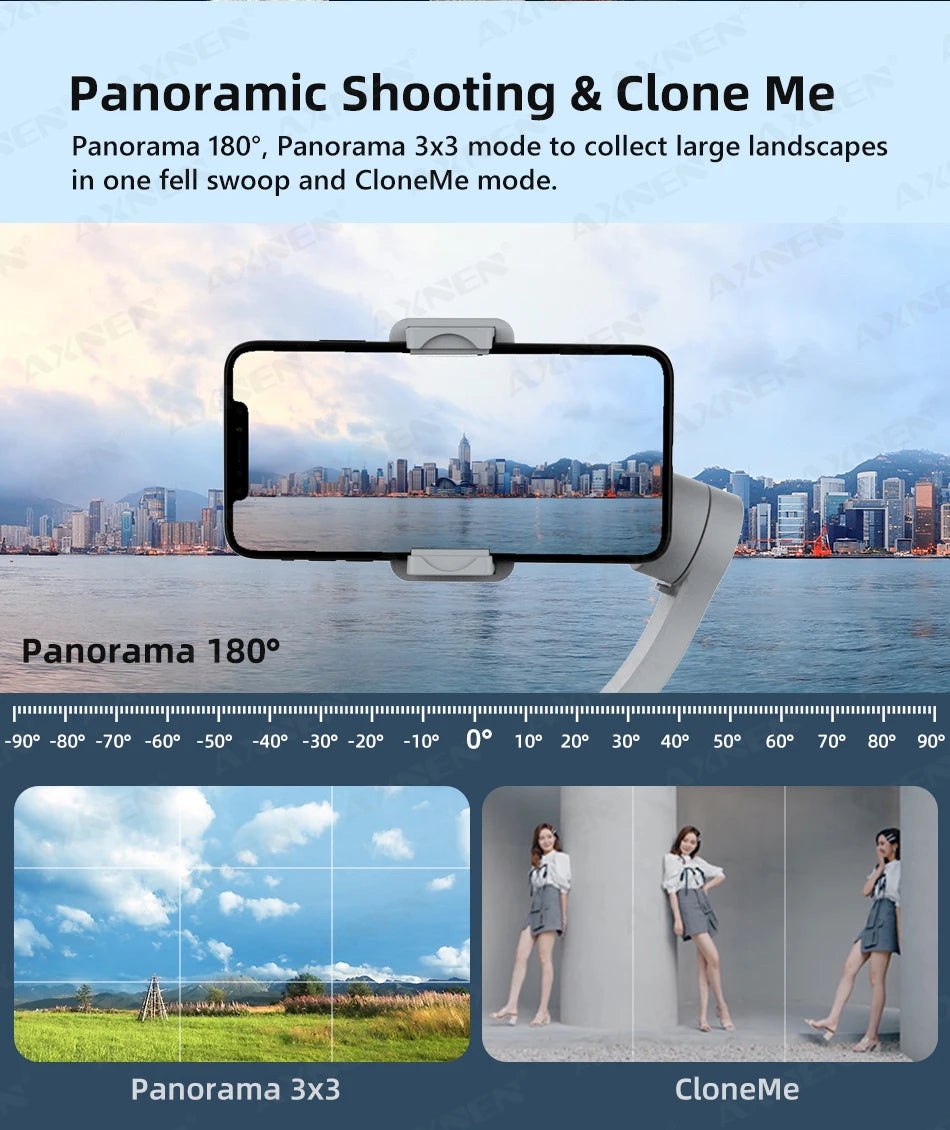 3 Axis Handheld Gimbal Stabilizer with Fill Light – Smartphone Stabilizer for iPhone & Android, Face Tracking, TikTok, Vlog – HQ6