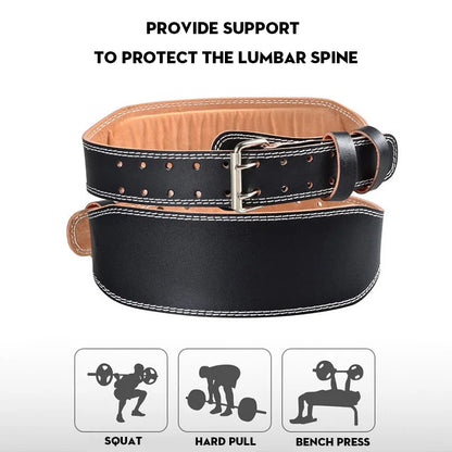 Fitness Waist Support Belt: Sports Safety Protection for Deep Squats, Hard Pulls - PU Leather Weightlifting Belt for Enhanced Fitness Protection