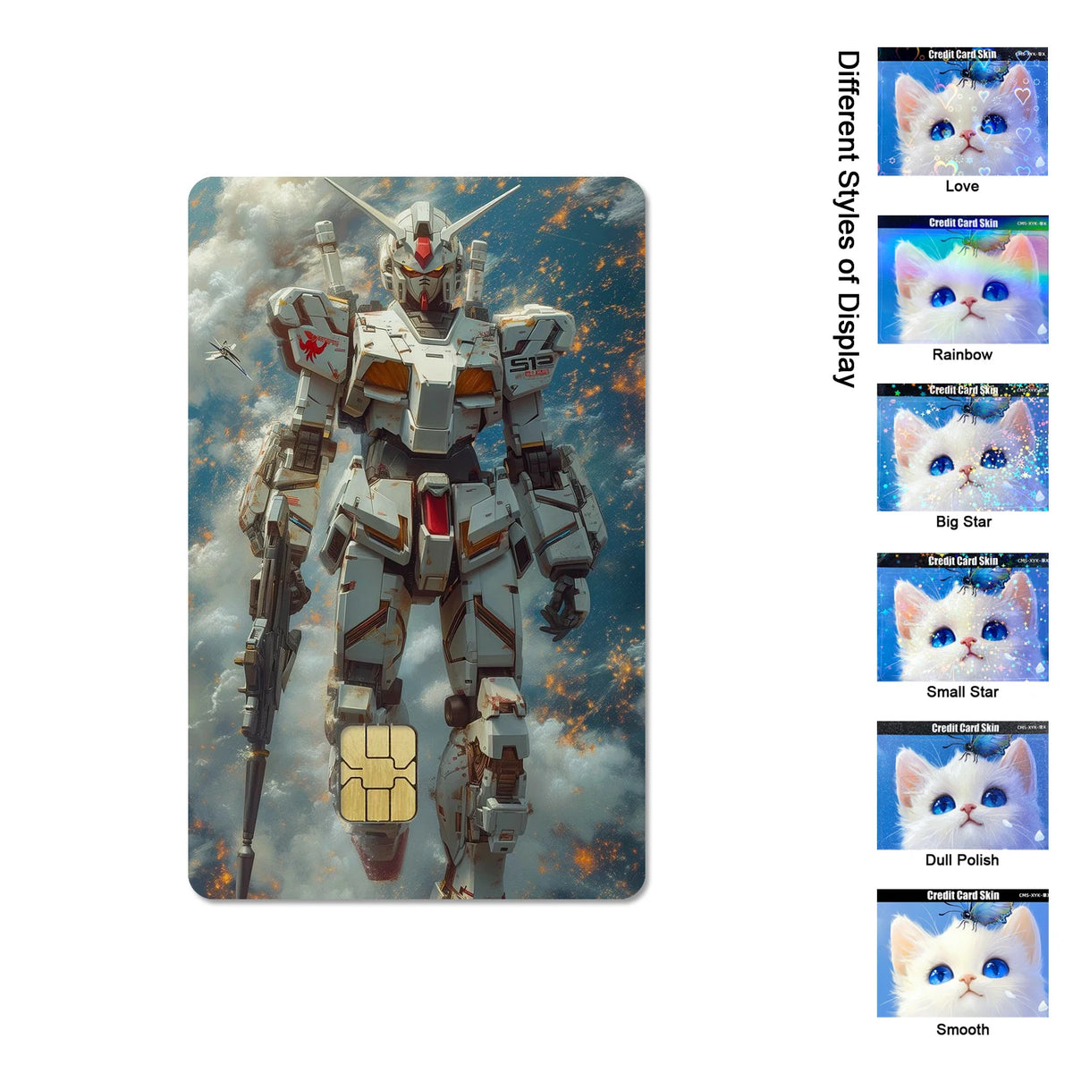 Gundam RX-78-2 & ZGMF-X19A Card Stickers - 2.5D HD Matte Waterproof PVC Skins for Credit and Debit Cards