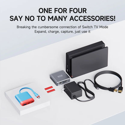 Hagibis Switch Video Capture Card & Portable TV Dock – Gaming Hub for Nintendo Switch 1/2/OLED, Live Streaming Adapter for Laptop & iPhone 17 Pro