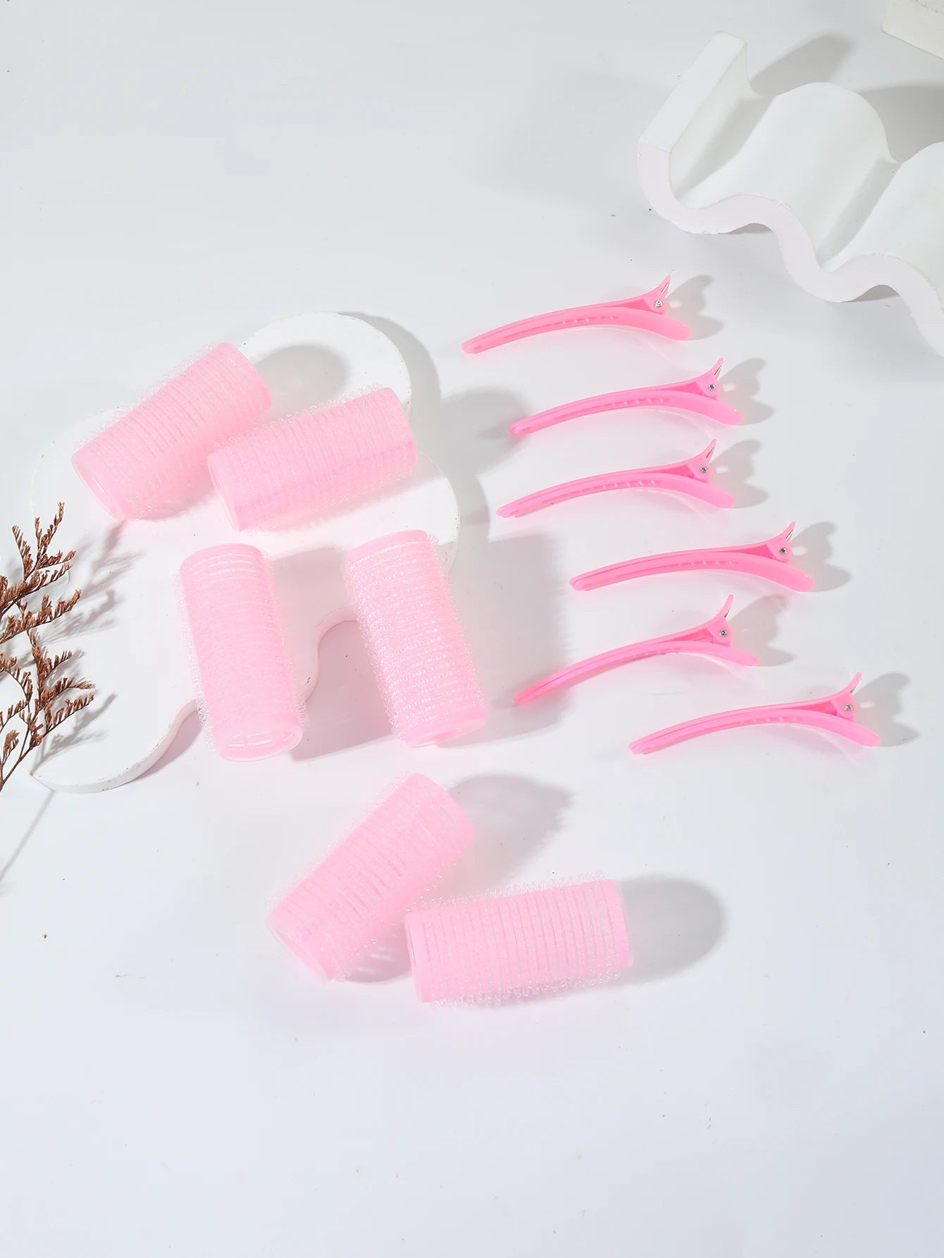 12pcs Air Bar Curling Iron Tube Set – Self-Adhesive Hair Rollers & Bangs Clips for Styling Real Hair & Wigs
