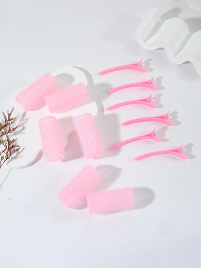 12pcs Air Bar Curling Iron Tube Set – Self-Adhesive Hair Rollers & Bangs Clips for Styling Real Hair & Wigs