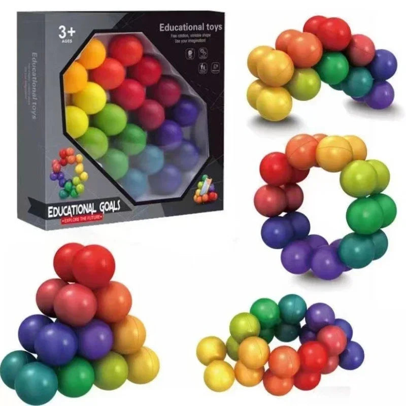 2025 3D Fidget Puzzle Ball Toy – Endless Twist & Turn Flexible Joint Stress Relief Desk Sculpture, Sensory Toy for Kids & Adults Gift