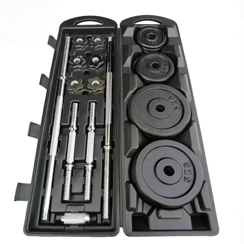 10-30kg Adjustable Cast Iron Dumbbells Set with Box – Black Gym & Home Weightlifting Barbell Connectable