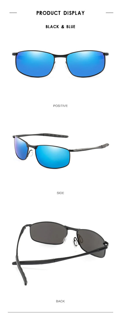 Photochromic Men’s Polarized Sunglasses – Metal Square Frame, UV400 Protection for Driving, Sports & Cycling