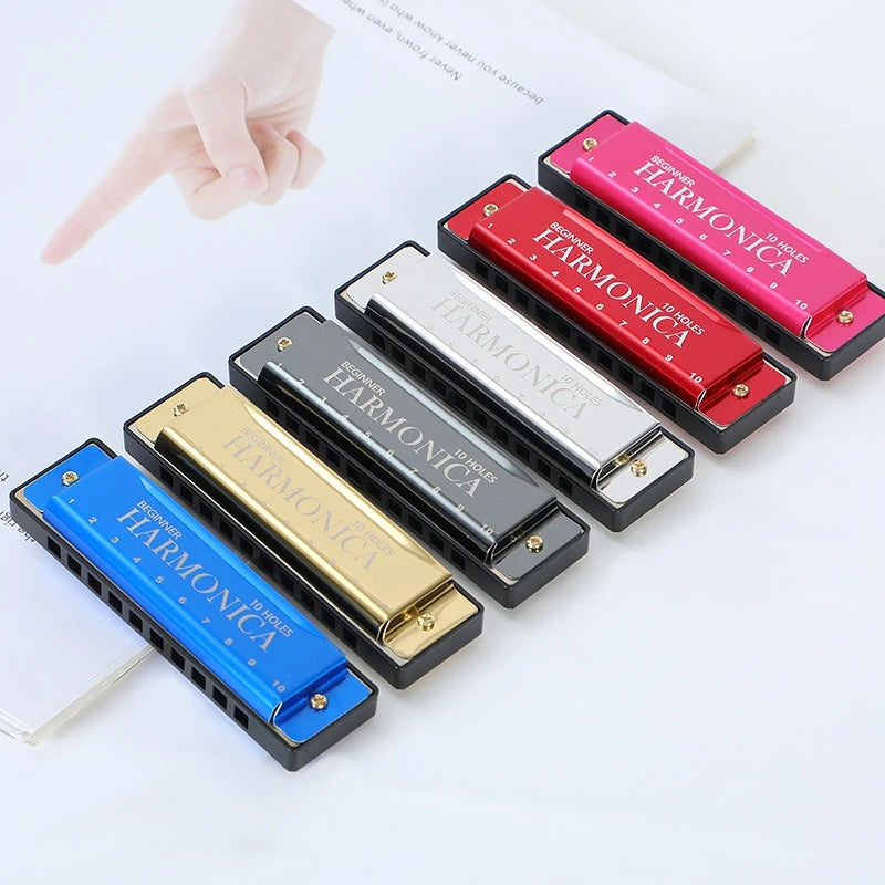 10 Hole Diatonic C Key Harmonica - Blues Harp Mouth Organ Musical Instrument with Storage Case for Beginners & Adults