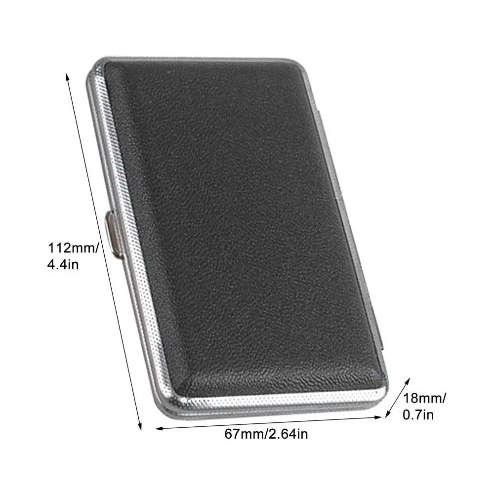 Portable Leather Cigarette Case - 20-Stick Slim Metal Frame Holder for Cigarettes and Cigars