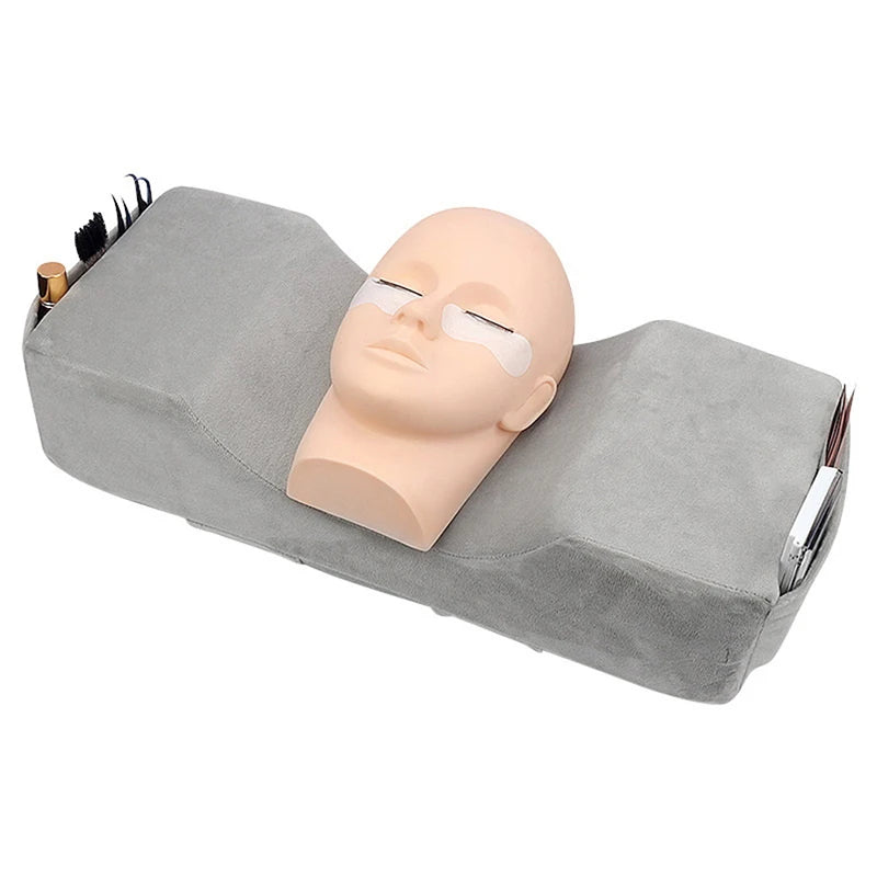 Eyelash Extension Pillow with Neck Support - Soft Memory Foam Lash Pillow with Pocket for Makeup and Salon Grafting