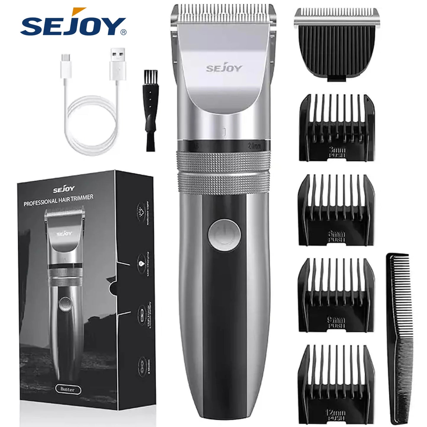 Sejoy Professional Hair Clippers for Men – Cordless Barber Clipper & Rechargeable Beard Trimmer