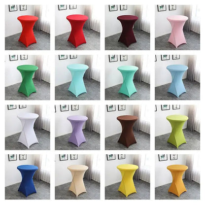 Spandex Round Tablecloth - Stretch Elastic Cocktail Table Cover for Wedding, Party, Hotel & Event Decor
