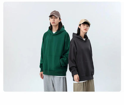 480gsm Heavyweight Cotton Fleece Hoodie – Unisex Plus Velvet Thick Pullover Sweatshirt with Hood