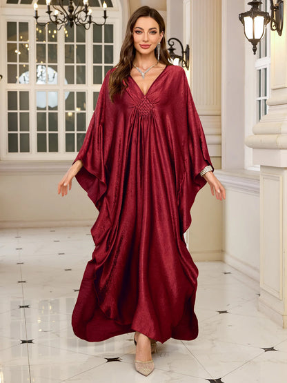 Women’s Sparkly Glitter Kaftan Dress – Batwing Sleeve Beach Maxi Cover-Up