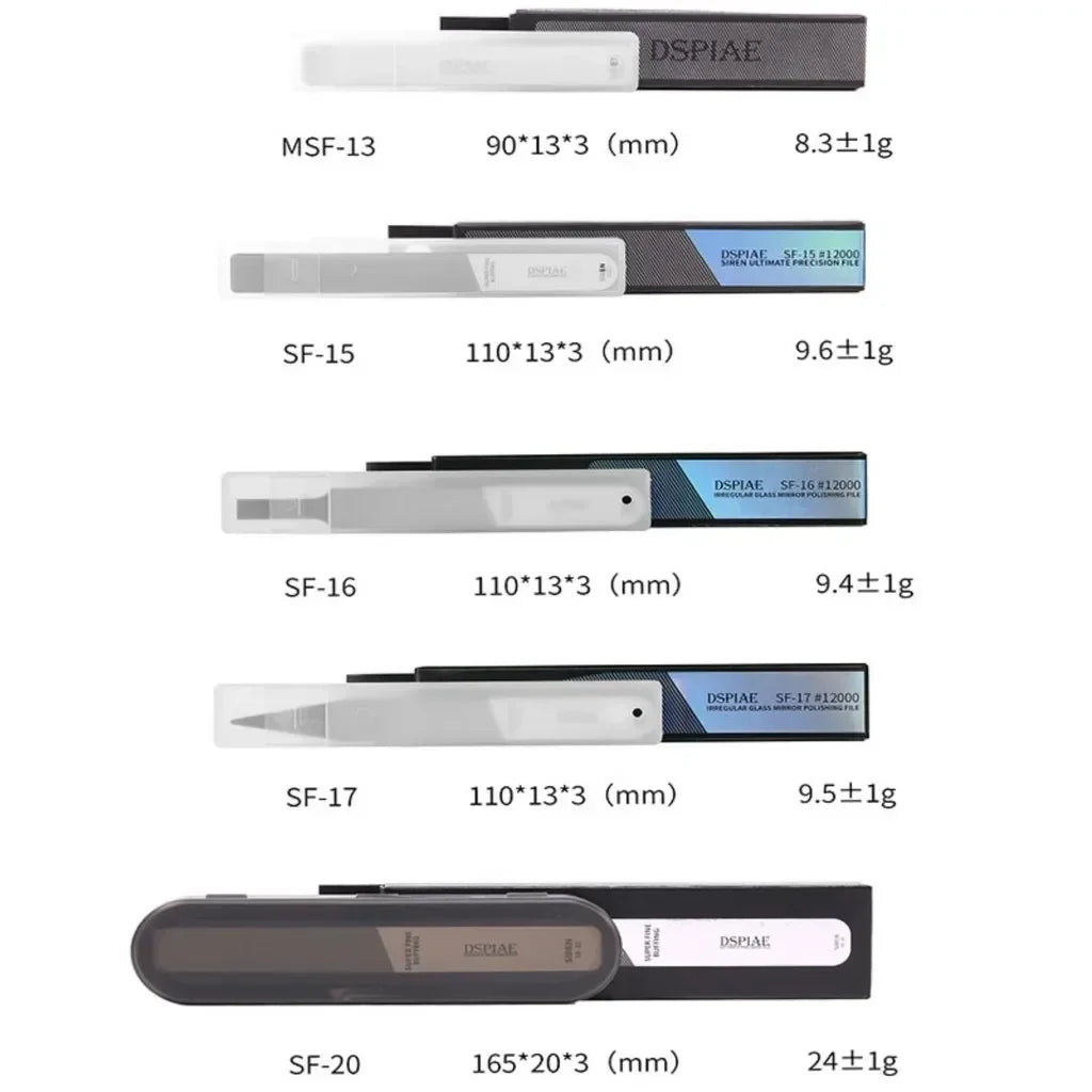 DSPIAE Ultimate Precision Glass Files – MSF-13/SF-15/SF-16/SF-17 for Gundam Model Making, Hobby DIY Tools