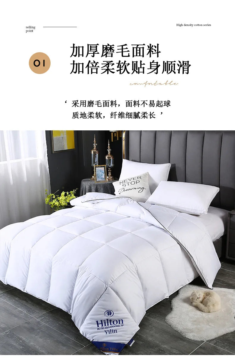Noble 100% Goose Down Duvet – Thick Comforter Quilt, Single & Double Size, Monochromatic Winter Blanket