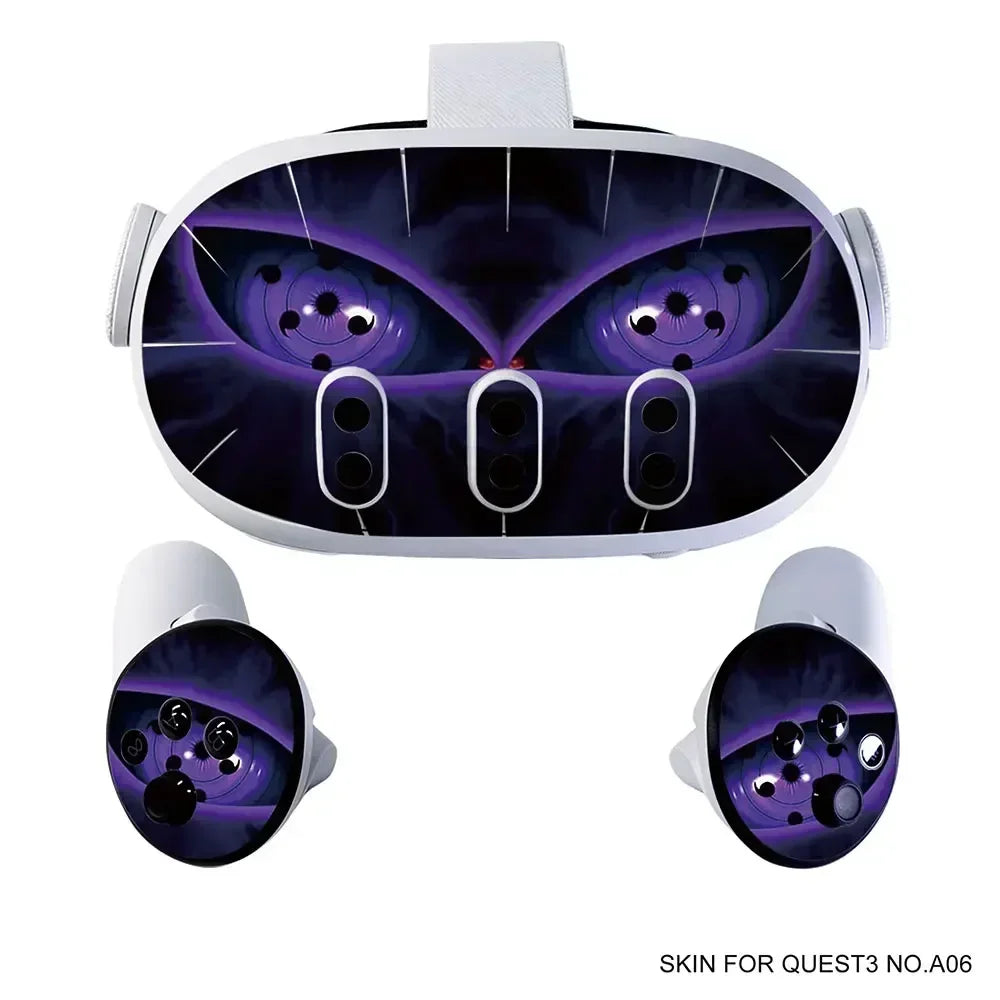 Vinyl Skin Sticker for Meta Quest 3 VR Headset & Controllers – PVC Halloween Pattern Decal Wrap Cover for Oculus Quest 3 Accessories