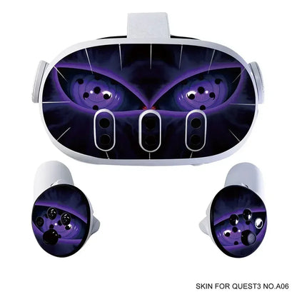 Vinyl Skin Sticker for Meta Quest 3 VR Headset & Controllers – PVC Halloween Pattern Decal Wrap Cover for Oculus Quest 3 Accessories