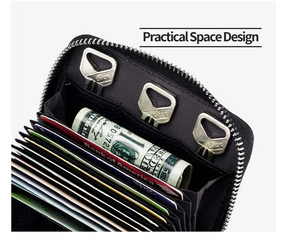 Genuine Leather RFID Short Wallet – Cowhide Card Holder Mini Coin Purse & Key Pouch for Men and Women