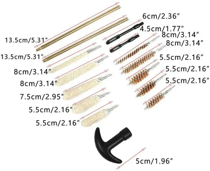 16PCS Tactical Gun Cleaning Kit – Universal Brass Rod for Handgun & Pistol Barrel Cleaning (.22/9mm/.40/.357 Caliber)