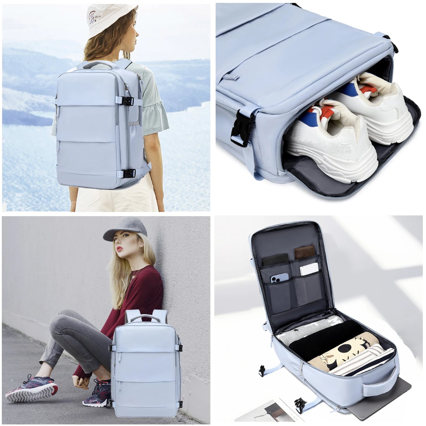 Travel Backpack with 15.6-Inch Laptop Compartment - Waterproof Design and Shoe Storage, Unisex Backpack