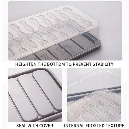Freezer Dumpling Storage Box — Stackable Square Plastic Food Saver with Lid, Single-Layer Sealed Transparent Container