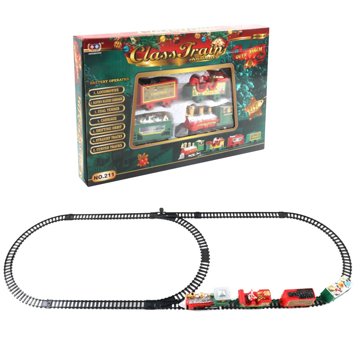 Christmas Realistic Electric Train Set - Easy to Assemble, Safe for Kids, Perfect Gift and Party Decoration for Xmas Tree