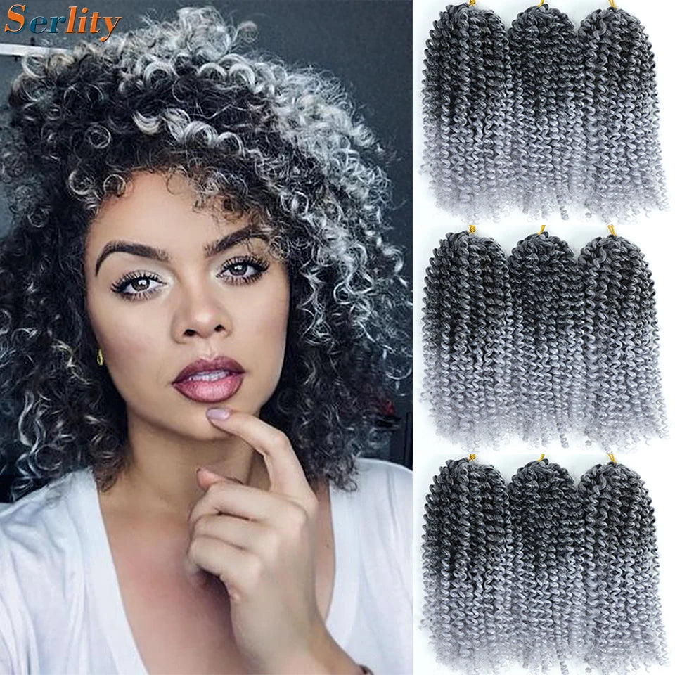 Kinky Curly Crochet Hair Extensions 8–12 Inch – Marlybob Jerry Curl Synthetic Afro Curly Hair, Short Passion Twist Braiding Crochet Hair for Women