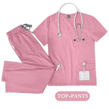 Unisex Medical Scrub Set - Nursing, Dental, Lab & Clinical Workwear Top and Pants