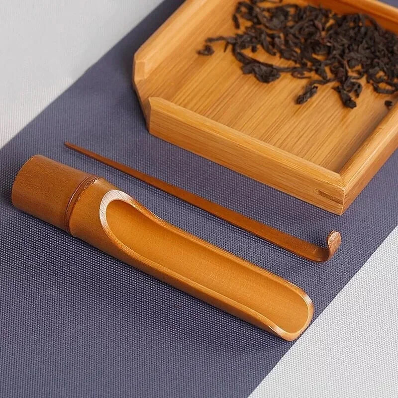 3/4/5Pcs Carbonized Bamboo Tea Set – Tea Clip, Teaspoon & Needle Pliers for Tea Ceremony