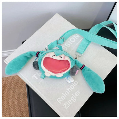 Hatsune Miku Coin Purse Shoulder Bag – Kawaii 14cm Plush Headphone Bag, Cartoon Crossbody Keychain Pendant, Perfect Girl Gift