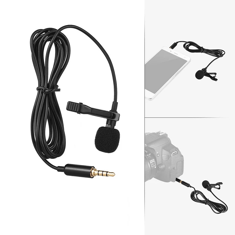 Portable USB Lavalier Microphone - 1.5M Clip-On Condenser Lapel Mic with USB, 3.5mm & Type-C Compatibility