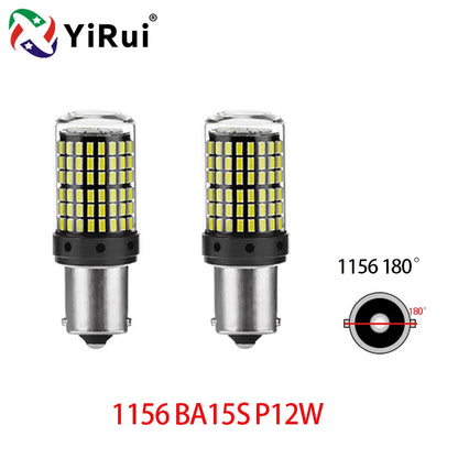 YiRui 2PCS 12-48V LED Bulbs - 144SMD Bright Reverse & Turn Signal Lights for BA15S, 7440, 1157 & P21W Sockets