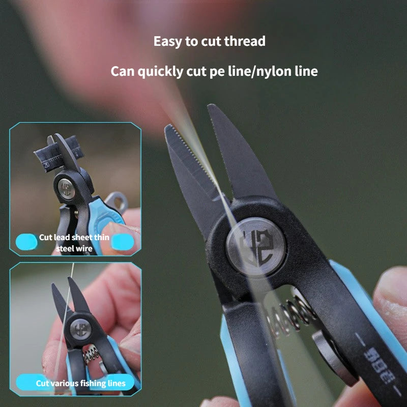 Portable Stainless Steel Fishing Lure Scissors - Serrated PE Line Cutter with Telescopic Buckle