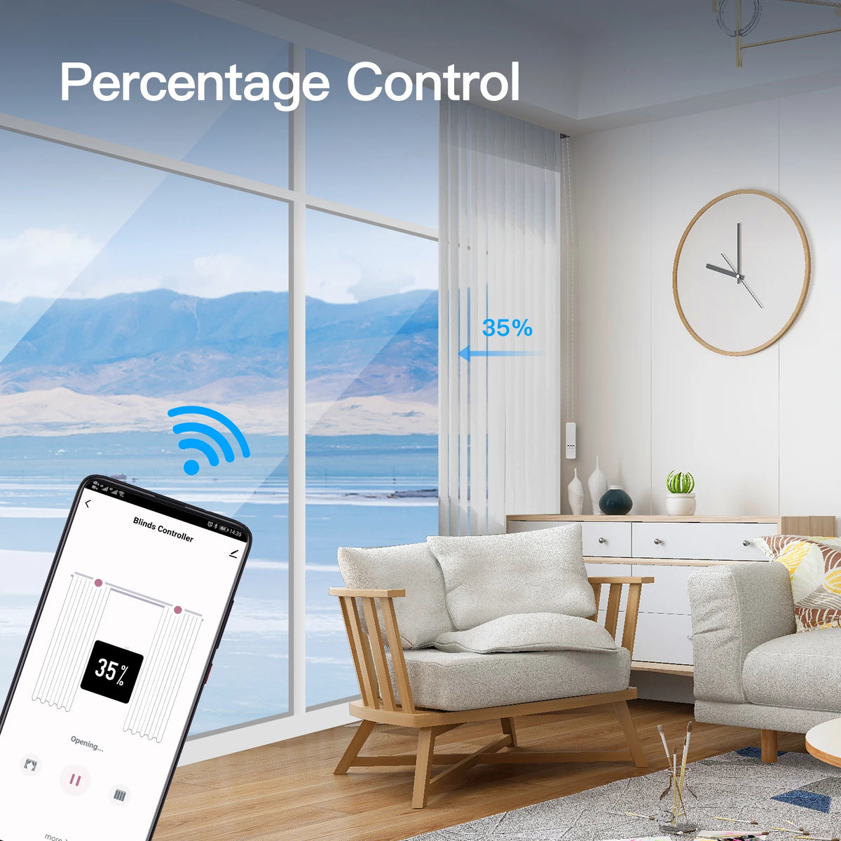MOES Tuya WiFi Smart Motor for Roller Blinds - Electric Chain Drive with RF Remote and Smart Life App Compatibility - Works with Alexa/Google