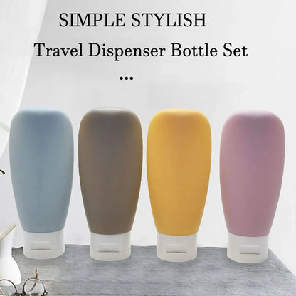 3/4 Pcs 60ml Travel Refillable Silicone Bottles - Empty Lotion, Shampoo & Cosmetic Squeeze Containers for Makeup