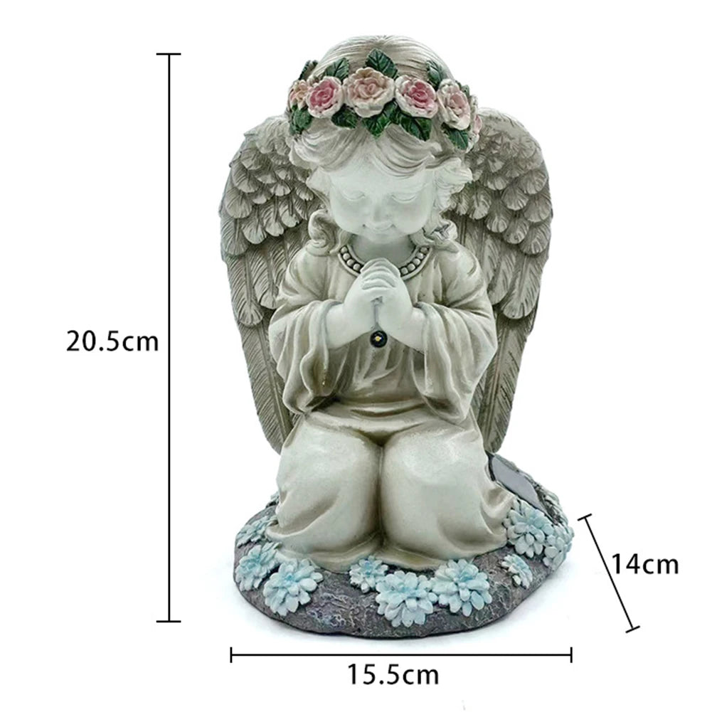 Solar Angel Garden Statue - Resin Praying Angel with Lights for Outdoor Patio, Lawn, Yard & Porch Decor