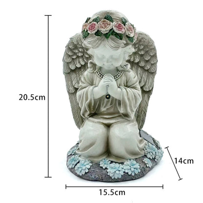 Solar Angel Garden Statue - Resin Praying Angel with Lights for Outdoor Patio, Lawn, Yard & Porch Decor
