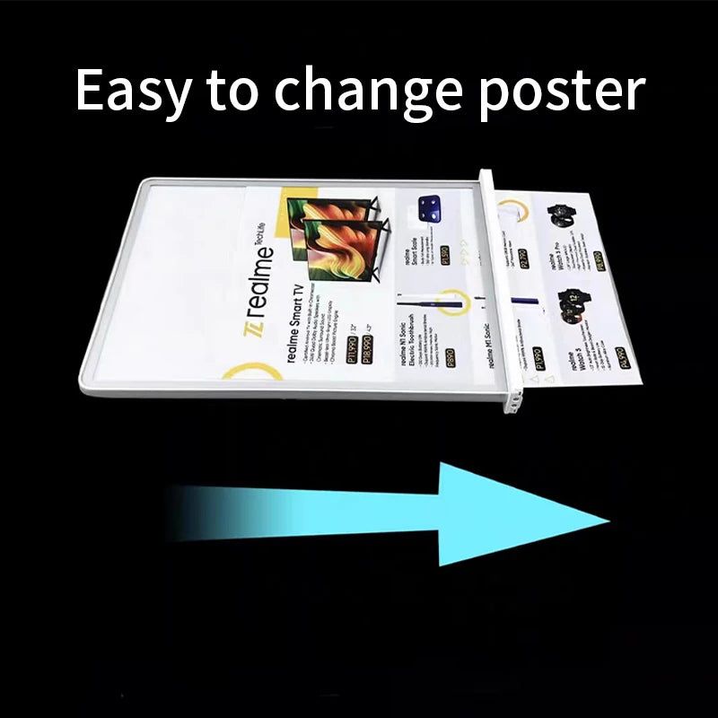 Ultra-Thin Rechargeable Double-Sided LED Light Box Display Stand – Tempered Glass Desktop Advertising Poster Frame for Bar & Shop