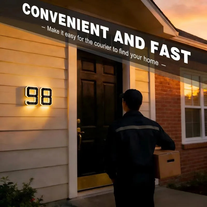 Custom Solar LED House Numbers - Waterproof Luminous Address Sign for Outdoor Wall & Door Decor