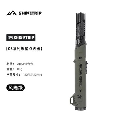 Foldable Nozzle Outdoor Gas Lighter - Windproof Dark Blue Flame with Safety Lock for Camping