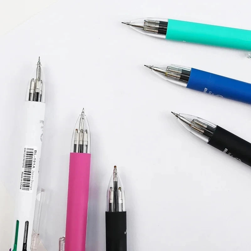6 in 1 Multicolor Ballpoint Pen & Pencil – 5 Color Ball Pen + 1 Automatic Pencil with Eraser for School & Office Writing