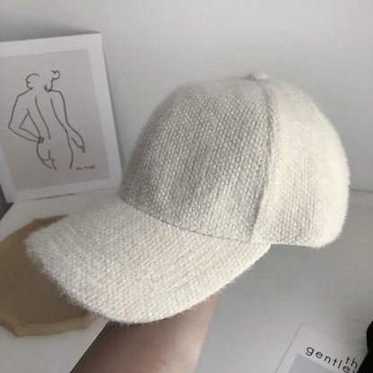 Warm Rabbit Fur Snapback Cap – Adjustable Windproof Baseball Hat for Men & Women, Autumn/Winter Outdoor Travel