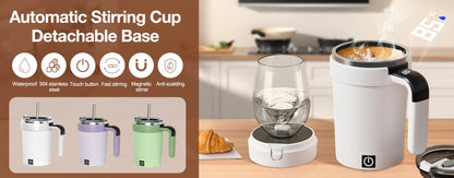 Automatic Rechargeable Electric Coffee Cup Stirrer – Stainless Steel Magnetic Self-Stirring Mug with Detachable Base
