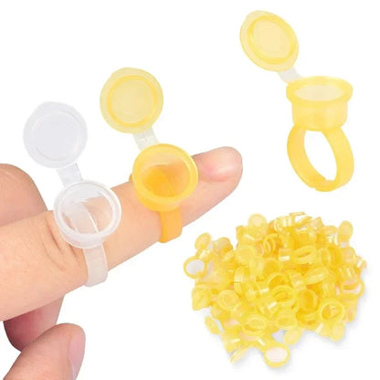 50PCS Tattoo Ink Ring Cups with Lid – Pigment Holder Containers for Eyelash Extension, Microblading & Permanent Makeup