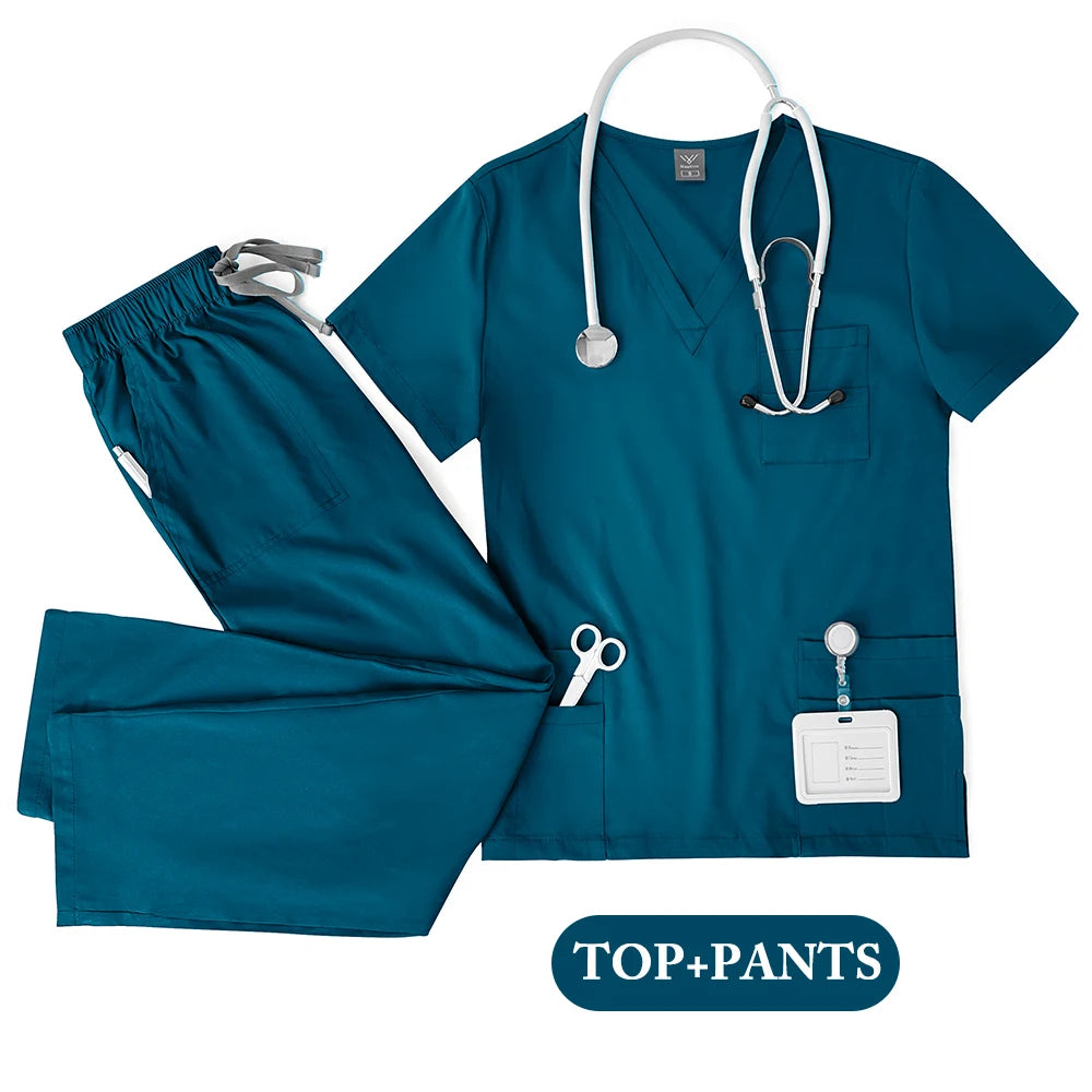 Unisex Medical Scrub Set - Nursing, Dental, Lab & Clinical Workwear Top and Pants