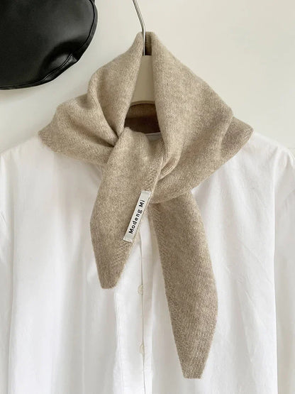 British Korean Style Wool Knitted Triangular Scarf – Multi-Functional Headscarf, Warm Knit Scarf for Women