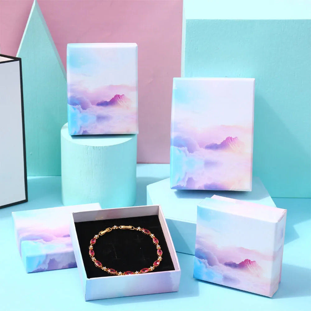 24pcs Jewelry Gift Boxes - 9x9x3cm Velvet Sponge Travel Organizer Cases for Rings Earrings Necklace Storage