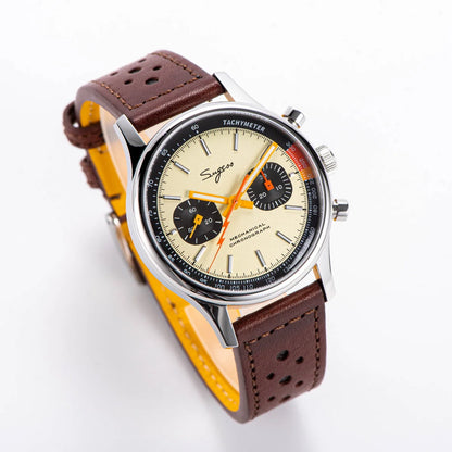 Sugess Pilot Men’s Chronograph Watch — Original ST1901 Mechanical Movement, Sapphire Crystal, Waterproof Racing Strap