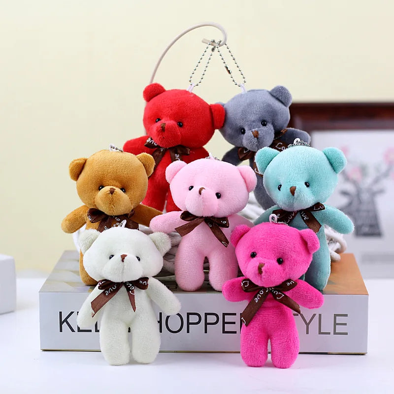10pcs Mini Bear Plush Keychain — Soft Stuffed Doll Bag Pendant, Cute Toy for Wedding Decoration & Birthday Gift