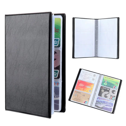Leather ID & Credit Card Holder Book – 40/120/180/240/300 Card Organizer Album Case